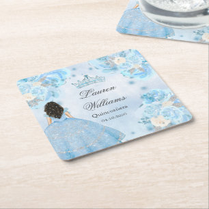 Dessous-de-verre Carré En Papier Blue Winter Wonderland Quinceanera Party