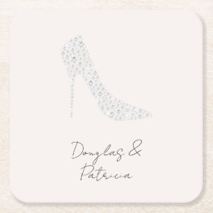 Dessous-de-verre Carré En Papier Blush Diamond High Heel Chaussure Mariage