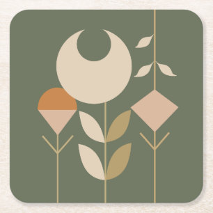 Dessous-de-verre Carré En Papier Boho Abstrait Lily