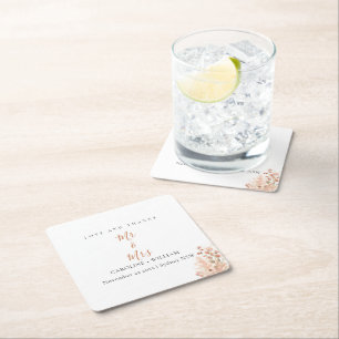Dessous-de-verre Carré En Papier Boho Floral Mariage