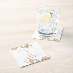 Dessous-de-verre Carré En Papier Boho Floral Mariage