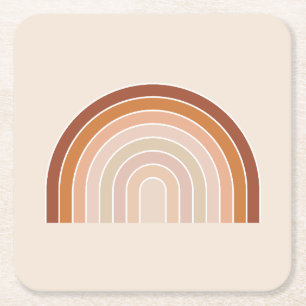 Dessous-de-verre Carré En Papier Boho Rainbow Beige Terracotta