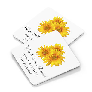 Dessous-de-verre Carré En Papier Boho Sunflower Floral Mariage