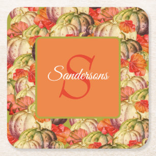 Dessous-de-verre Carré En Papier Boho Thanksgiving Décor Citrouille aquarelle