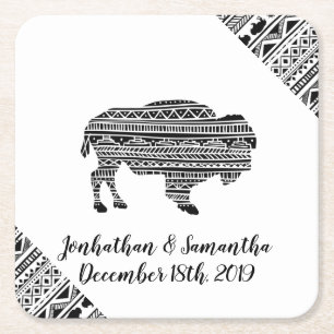 Dessous-de-verre Carré En Papier Boire des casseroles Boho Buffalo Tribal Motif Boh