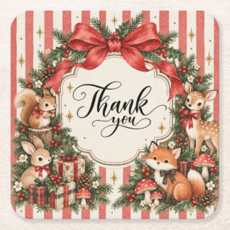 Dessous-de-verre Carré En Papier Bois de Noël Merci Hiver ONEderland