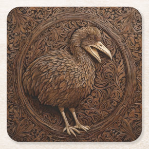 Dessous-de-verre Carré En Papier Bois sculpté New Zealand Dodo Bird,