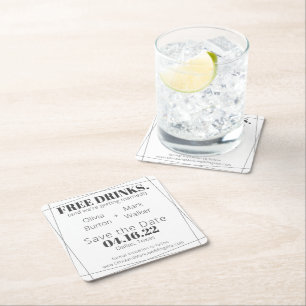 Dessous-de-verre Carré En Papier Boissons gratuites simples et modernes Enregistrer