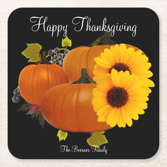 Dessous-de-verre Carré En Papier Bon thanksgiving Carré Coaster pour boissons (Devant)