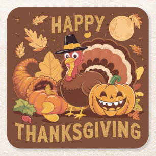 Dessous-de-verre Carré En Papier Bon thanksgiving Dessous de verre de papier de réc
