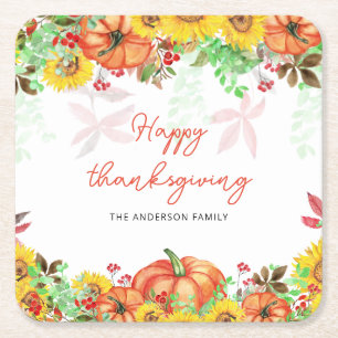 Dessous-de-verre Carré En Papier Bon thanksgiving Orange Citrouille