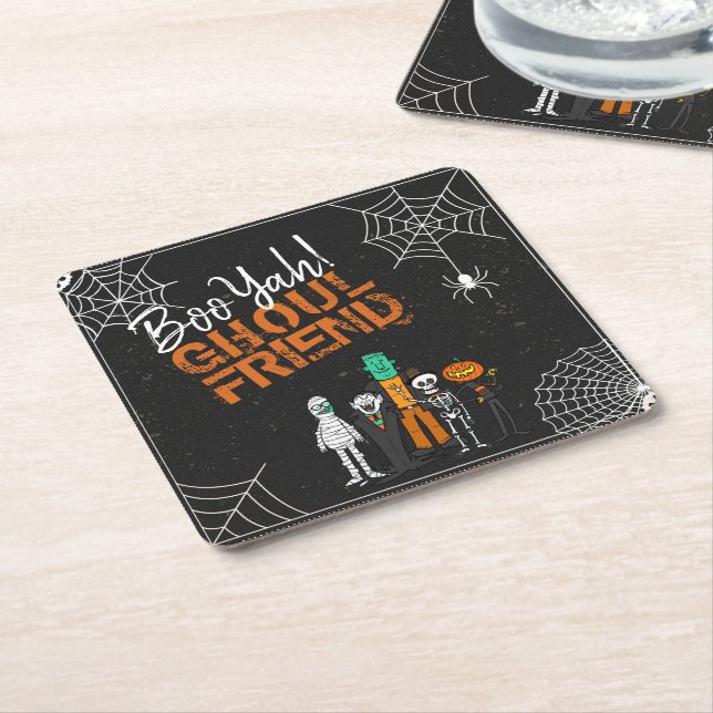 Dessous-de-verre Carré En Papier Boo Yah Ghoul Ami Halloween ID684 (Incliné)