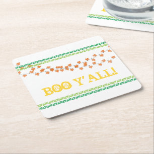 Dessous-de-verre Carré En Papier Boo Y'all Halloween Famille Amical Automne Amusant
