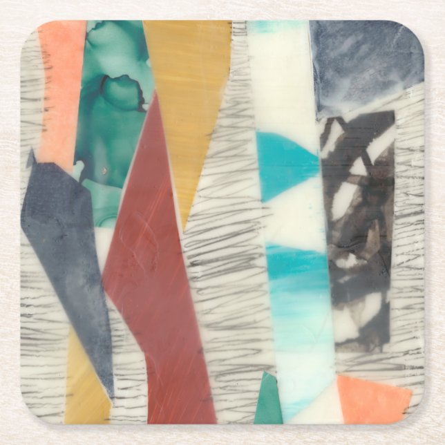 Dessous-de-verre Carré En Papier Bordure couleur II (Devant)