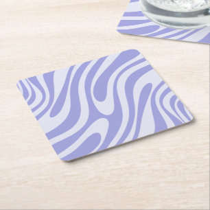 Dessous-de-verre Carré En Papier Boucles Wavy Retro Abstrait Motif clair violet