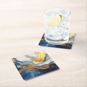 Dessous-de-verre Carré En Papier Bouffée en or et bleu