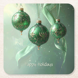 Dessous-de-verre Carré En Papier Boule de Noël verte de fêtes