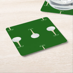 Dessous-de-verre Carré En Papier Boules de golf motif sur vert