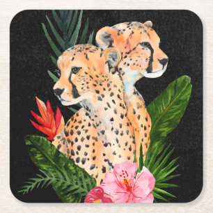 Dessous-de-verre Carré En Papier Bouquet de Cheetah