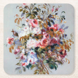 Dessous-de-verre Carré En Papier Bouquet de Roses, Renoir