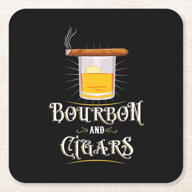 Dessous-de-verre Carré En Papier Bourbon Et Cigares (Devant)