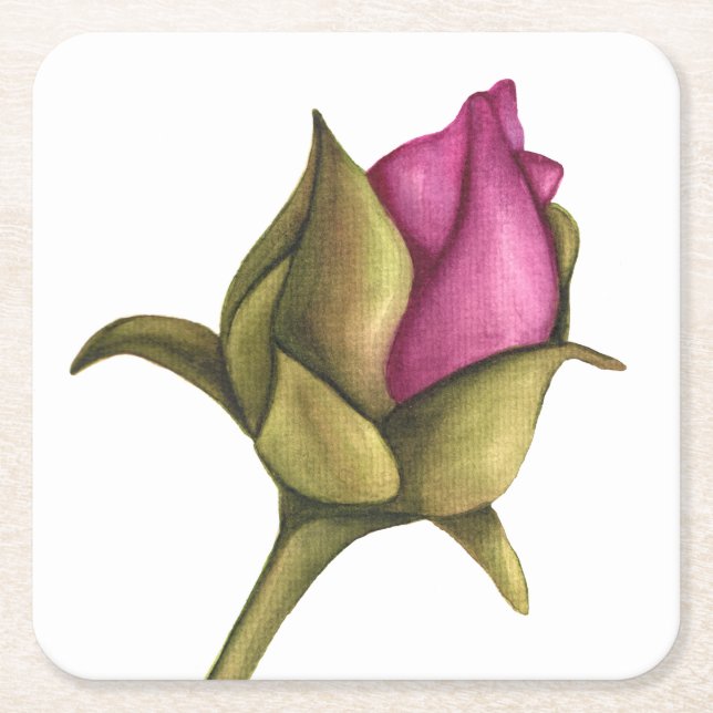 Dessous-de-verre Carré En Papier bourgeon de pivoine (Devant)