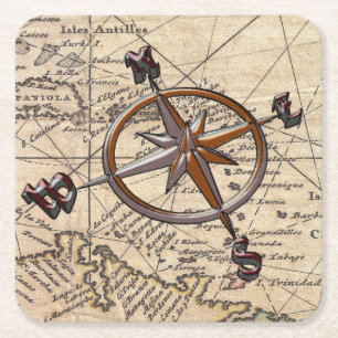 Dessous-de-verre Carré En Papier Boussole nautique