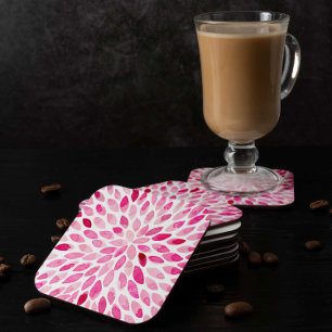 Dessous-de-verre Carré En Papier Boutons de brosse couleur aquarelle - palette rose