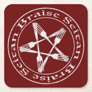 Dessous-de-verre Carré En Papier Braise Seitan Vegan Pentagram (light version)
