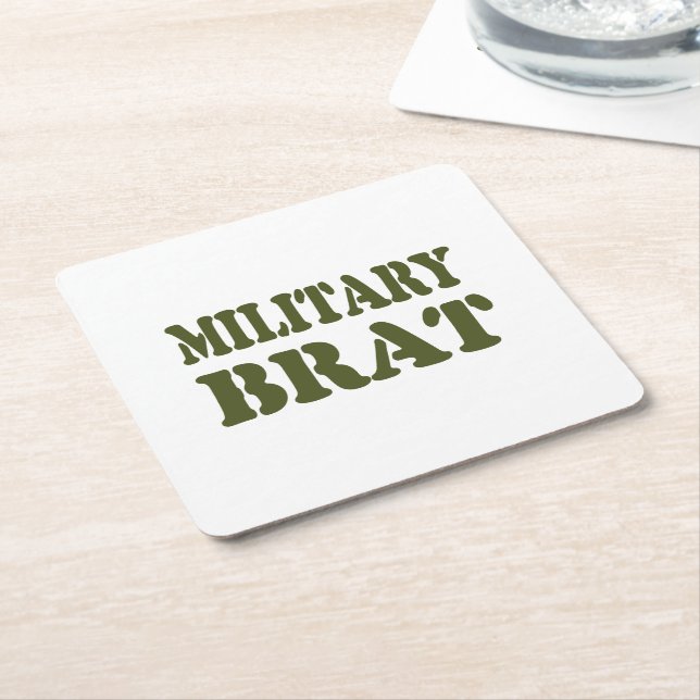 DESSOUS-DE-VERRE CARRÉ EN PAPIER BRAT MILITAIRE (Incliné)