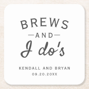 Dessous-de-verre Carré En Papier Brews and I Do's Brewery Mariage Dessous de verre