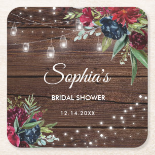 Dessous-de-verre Carré En Papier Bride Rustique Bois Bourgogne Lumières Florales