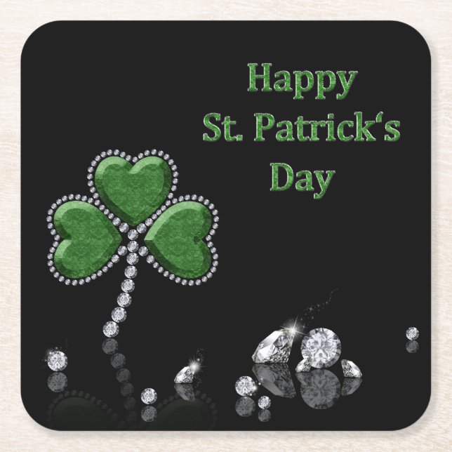 Dessous-de-verre Carré En Papier Brilliant Happy St. Patrick's Day Diamonds (Devant)