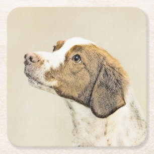 Dessous-de-verre Carré En Papier Brittany Peinture - Cute Original Chien Art