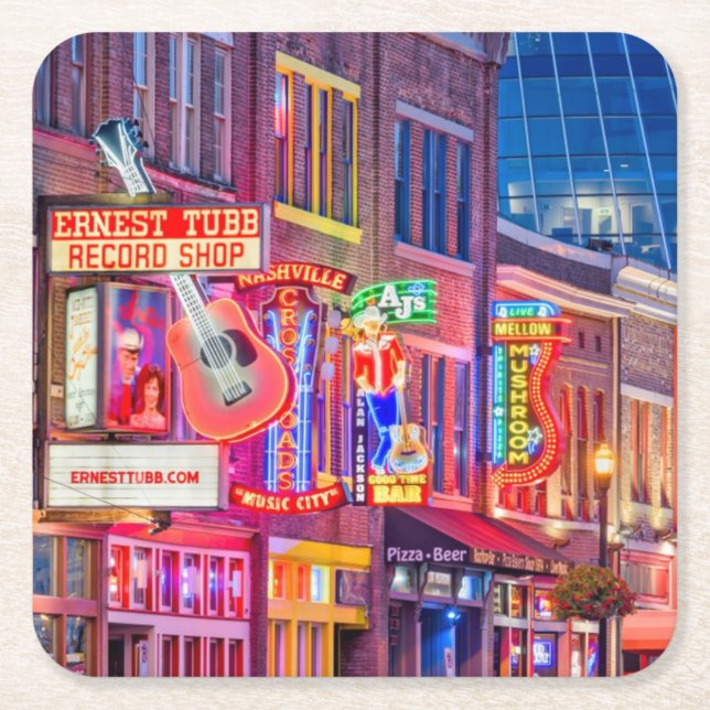 Dessous-de-verre Carré En Papier Broadway Downtown Nashville Tennessee (Devant)