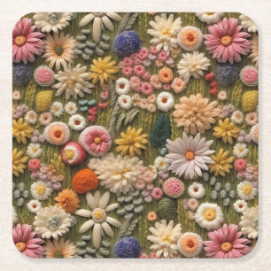 Dessous-de-verre Carré En Papier Broderie fleur sauvage