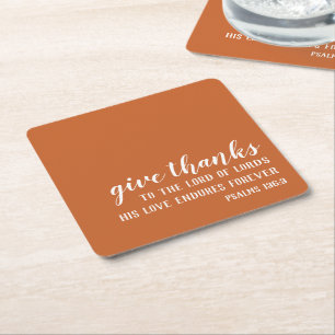 Dessous-de-verre Carré En Papier Brûlé Orange Donner Merci Religieux Thanksgiving