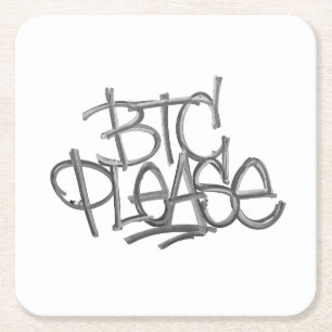 Dessous-de-verre Carré En Papier "BTC Please" (Blanc)