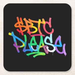 Dessous-de-verre Carré En Papier "$BTC S'il vous plaît" (Style 2)