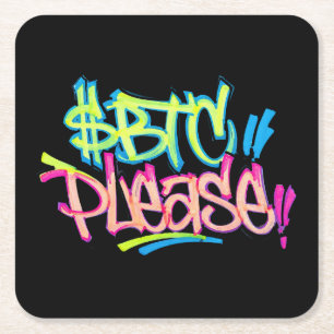 Dessous-de-verre Carré En Papier "$BTC S'il vous plaît" (Style 3)
