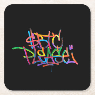 Dessous-de-verre Carré En Papier "$BTC S'il vous plaît" (Style 4)