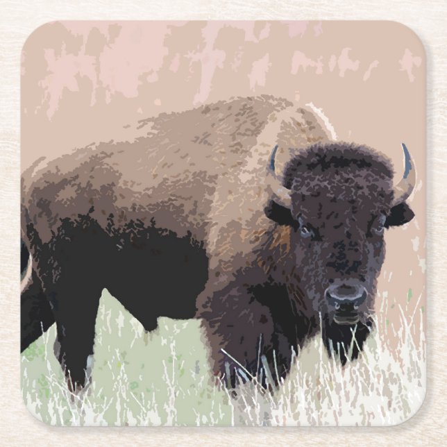 Dessous-de-verre Carré En Papier Buffle / Bison (Devant)