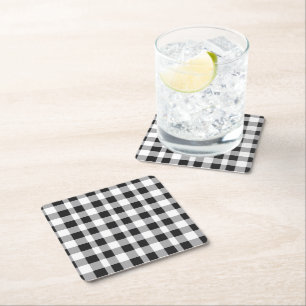 Dessous-de-verre Carré En Papier Buffle noir blanc En vichy vérifier Plaid Holiday 