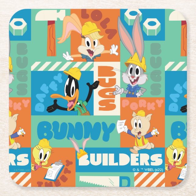 Dessous-de-verre Carré En Papier BUGS BUNNY BUILDERS™| Character Grid Pattern (Devant)