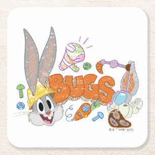 Dessous-de-verre Carré En Papier BUGS BUNNY BUILDERS™ Croquis de BUGS BUNNY™