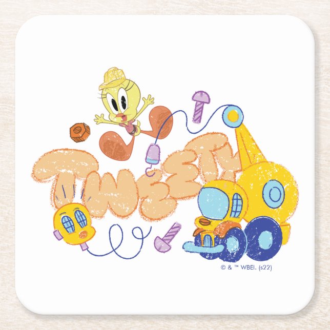 Dessous-de-verre Carré En Papier BUGS BUNNY BUILDERS™| TWEETY™ Sketch Art (Devant)