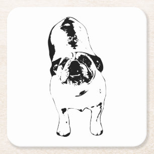 Dessous-de-verre Carré En Papier Bulldog (Chien d'affaires) : cherchez vers le haut