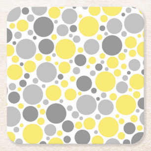 Dessous-de-verre Carré En Papier Bulles jaunes gris modernes