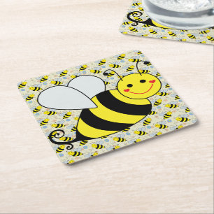 Dessous-de-verre Carré En Papier Bumble Bee mignonne avec Motif