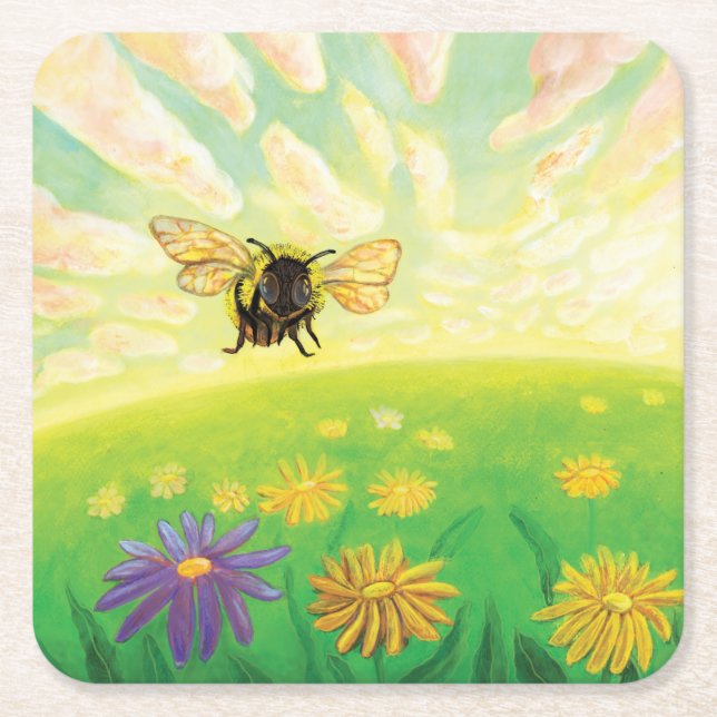 Dessous-de-verre Carré En Papier Bumblebee sur l'Horizon (Devant)